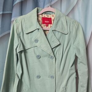 Mossimo Pastel Mint Double-Breasted Trench Coat